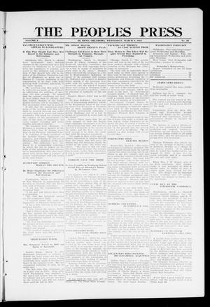 Primary view of object titled 'The Peoples Press (El Reno, Okla.), Vol. 2, No. 26, Ed. 1 Wednesday, March 6, 1912'.