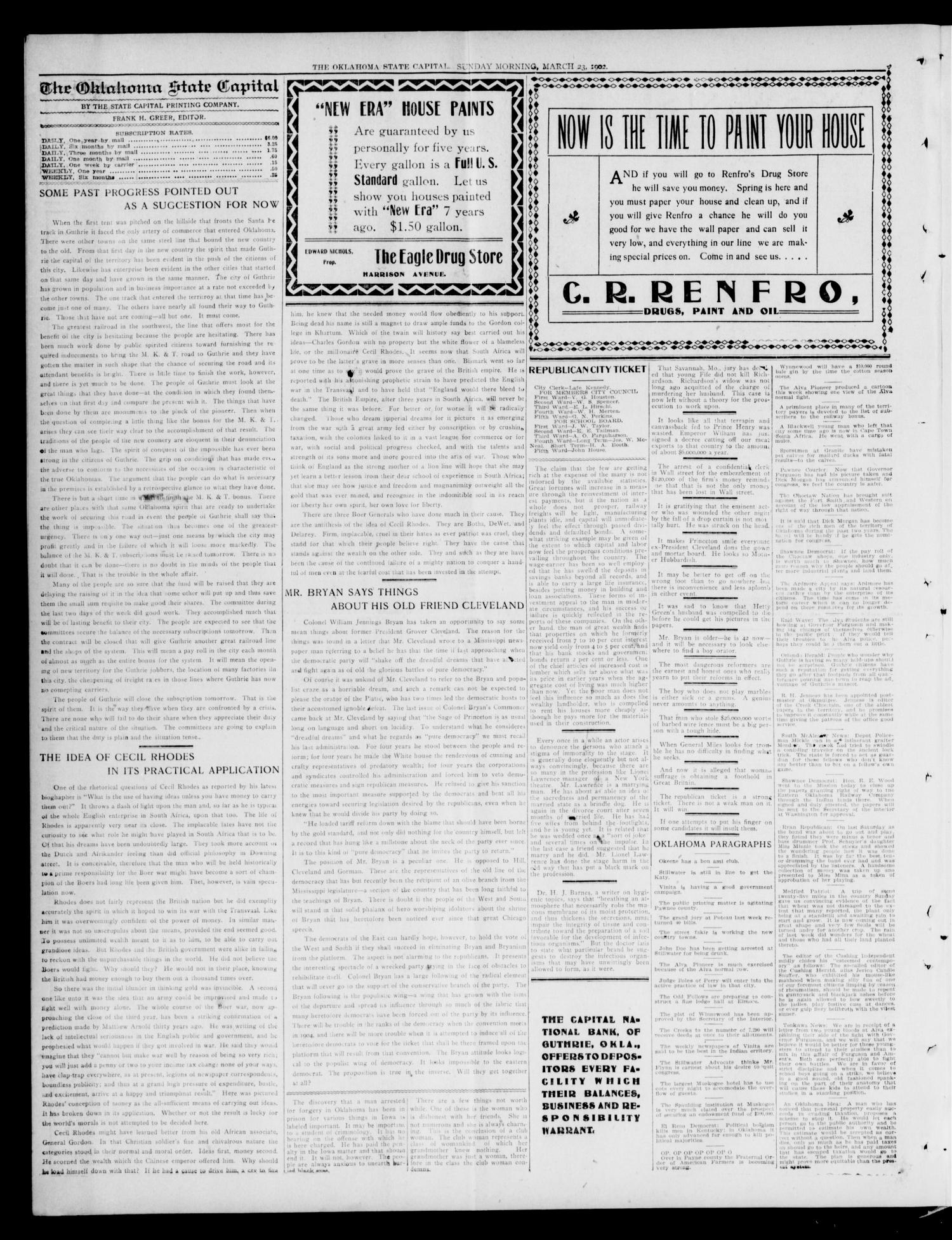 The Oklahoma State Capital. (Guthrie, Okla.), Vol. 13, No. 284, Ed. 2 Sunday, March 23, 1902
                                                
                                                    [Sequence #]: 4 of 8
                                                