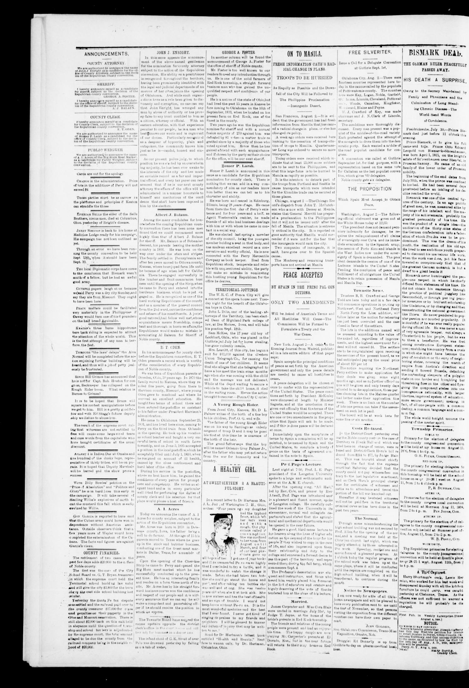 Perry Enterprise-Times. (Perry, Okla.), Vol. 4, No. 41, Ed. 1 Thursday, August 4, 1898
                                                
                                                    [Sequence #]: 2 of 8
                                                