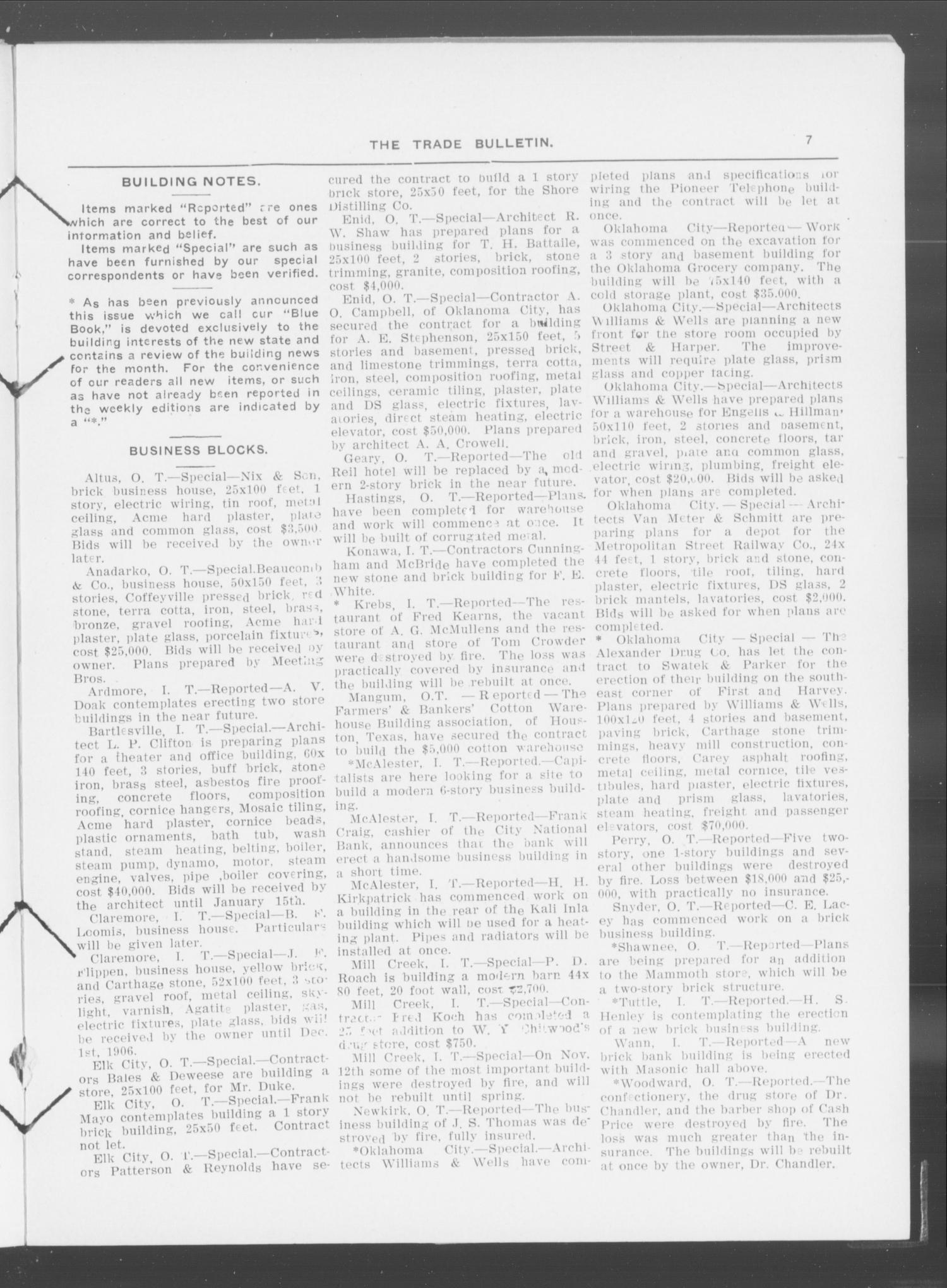 The Trade Bulletin (Oklahoma City, Okla.), Vol. 2, No. 13, Ed. 1 Saturday, December 8, 1906
                                                
                                                    [Sequence #]: 3 of 14
                                                