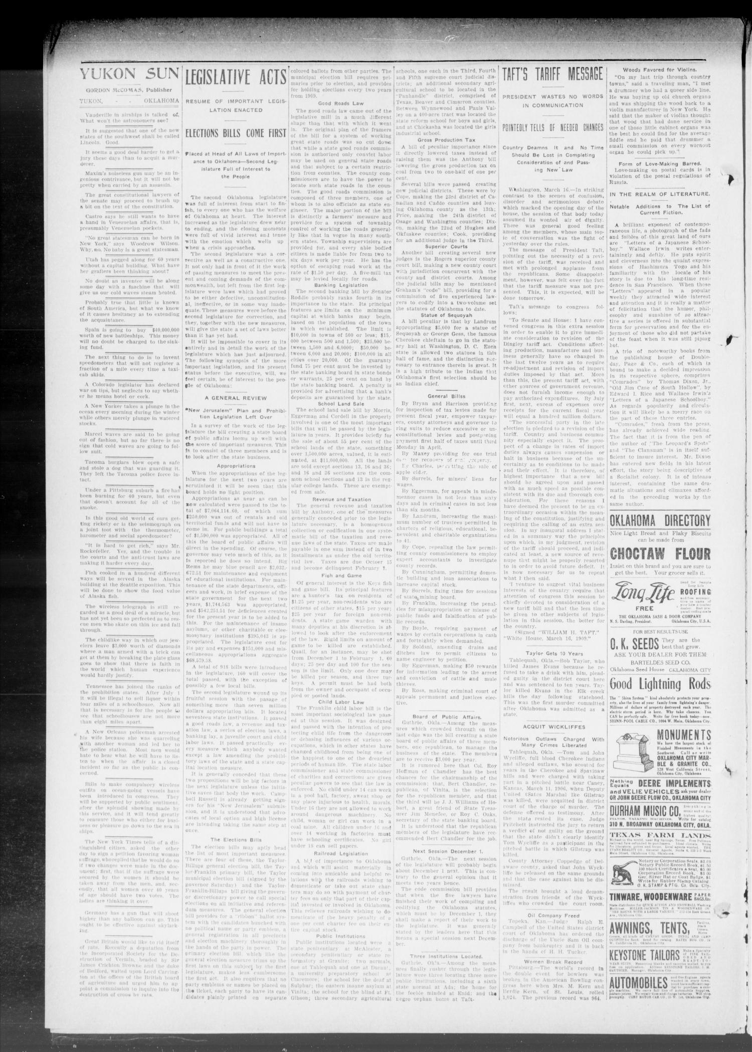 The Yukon Sun. (Yukon, Okla.), Vol. 17, No. 11, Ed. 1 Friday, March 19, 1909
                                                
                                                    [Sequence #]: 2 of 8
                                                