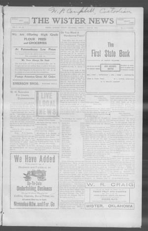 The Wister News (Wister, Okla.), Vol. 1, No. 38, Ed. 1 Friday, May 20, 1910