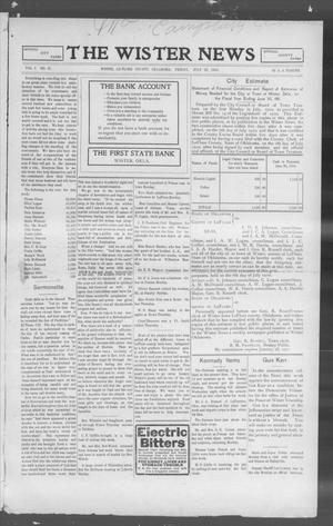 Primary view of object titled 'The Wister News (Wister, Okla.), Vol. 1, No. 47, Ed. 1 Friday, July 22, 1910'.