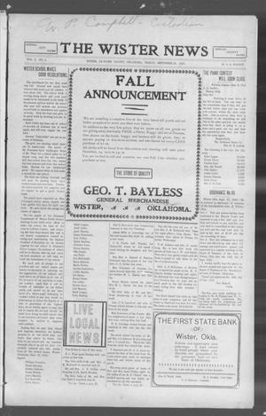 The Wister News (Wister, Okla.), Vol. 2, No. 4, Ed. 1 Friday, September 23, 1910