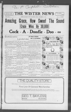 The Wister News (Wister, Okla.), Vol. 2, No. 11, Ed. 1 Friday, November 11, 1910