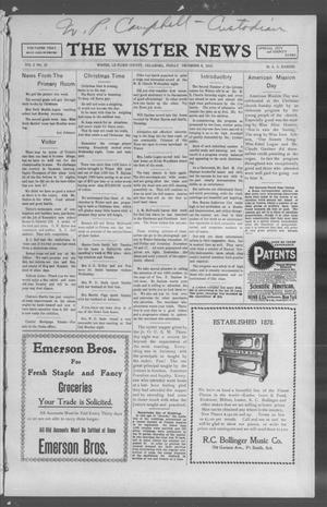 The Wister News (Wister, Okla.), Vol. 2, No. 15, Ed. 1 Friday, December 9, 1910