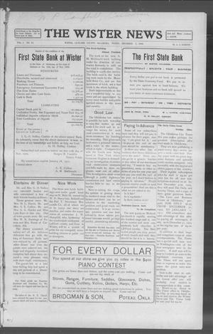 The Wister News (Wister, Okla.), Vol. 1, No. 14, Ed. 1 Friday, December 3, 1909