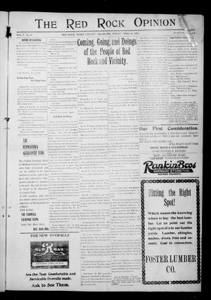 Primary view of object titled 'The Red Rock Opinion (Red Rock, Okla.), Vol. 5, No. 37, Ed. 1 Friday, April 24, 1908'.