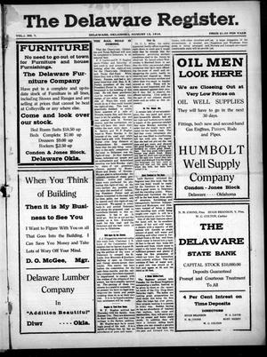 The Delaware Register. (Delaware, Okla.), Vol. 1, No. 7, Ed. 1 Friday, August 12, 1910
