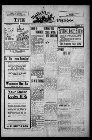 Primary view of object titled 'The Wapanucka Press (Wapanucka, Okla.), Vol. 15, No. 19, Ed. 1 Thursday, September 9, 1915'.