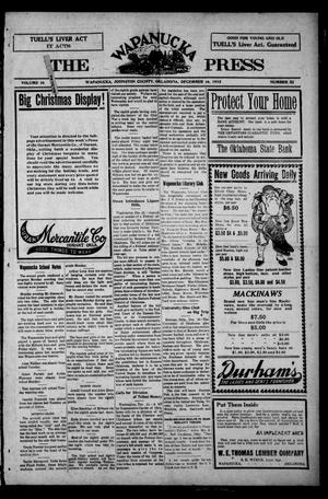 The Wapanucka Press (Wapanucka, Okla.), Vol. 15, No. 32, Ed. 1 Thursday, December 16, 1915