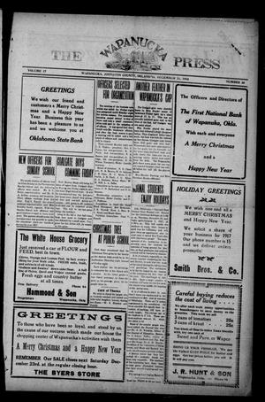 The Wapanucka Press (Wapanucka, Okla.), Vol. 17, No. 36, Ed. 1 Thursday, December 21, 1916