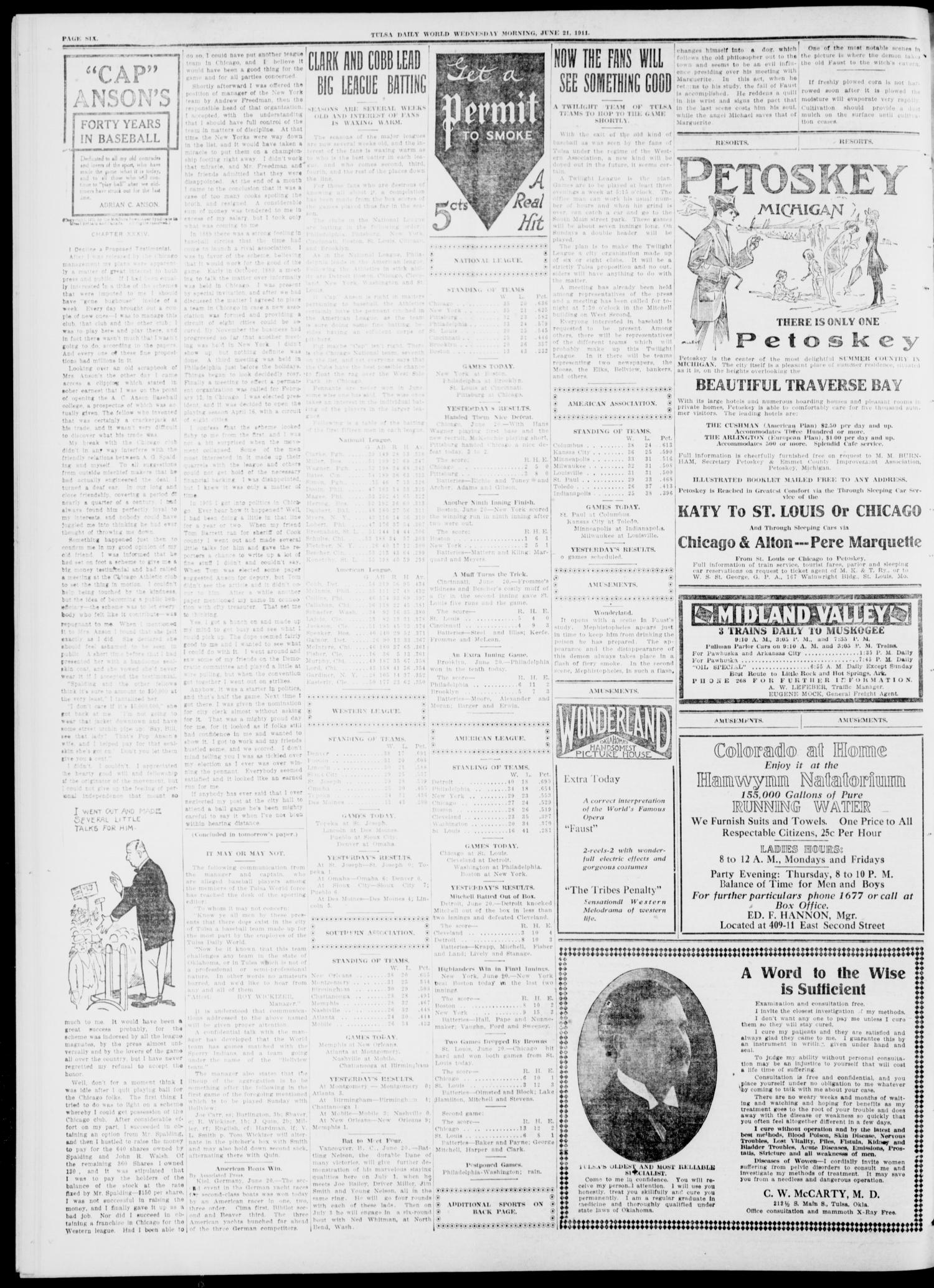 Tulsa Daily World (Tulsa, Okla.), Vol. 6, No. 237, Ed. 1 Wednesday, June 21, 1911
                                                
                                                    [Sequence #]: 6 of 8
                                                