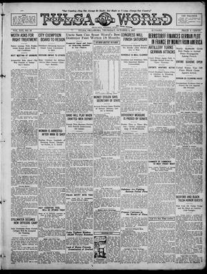 Primary view of object titled 'Tulsa Daily World (Tulsa, Okla.), Vol. 13, No. 16, Ed. 1 Thursday, October 4, 1917'.