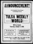 Thumbnail image of item number 2 in: 'Tulsa Daily World (Tulsa, Indian Terr.), Vol. 2, No. 11, Ed. 1 Thursday, September 27, 1906'.