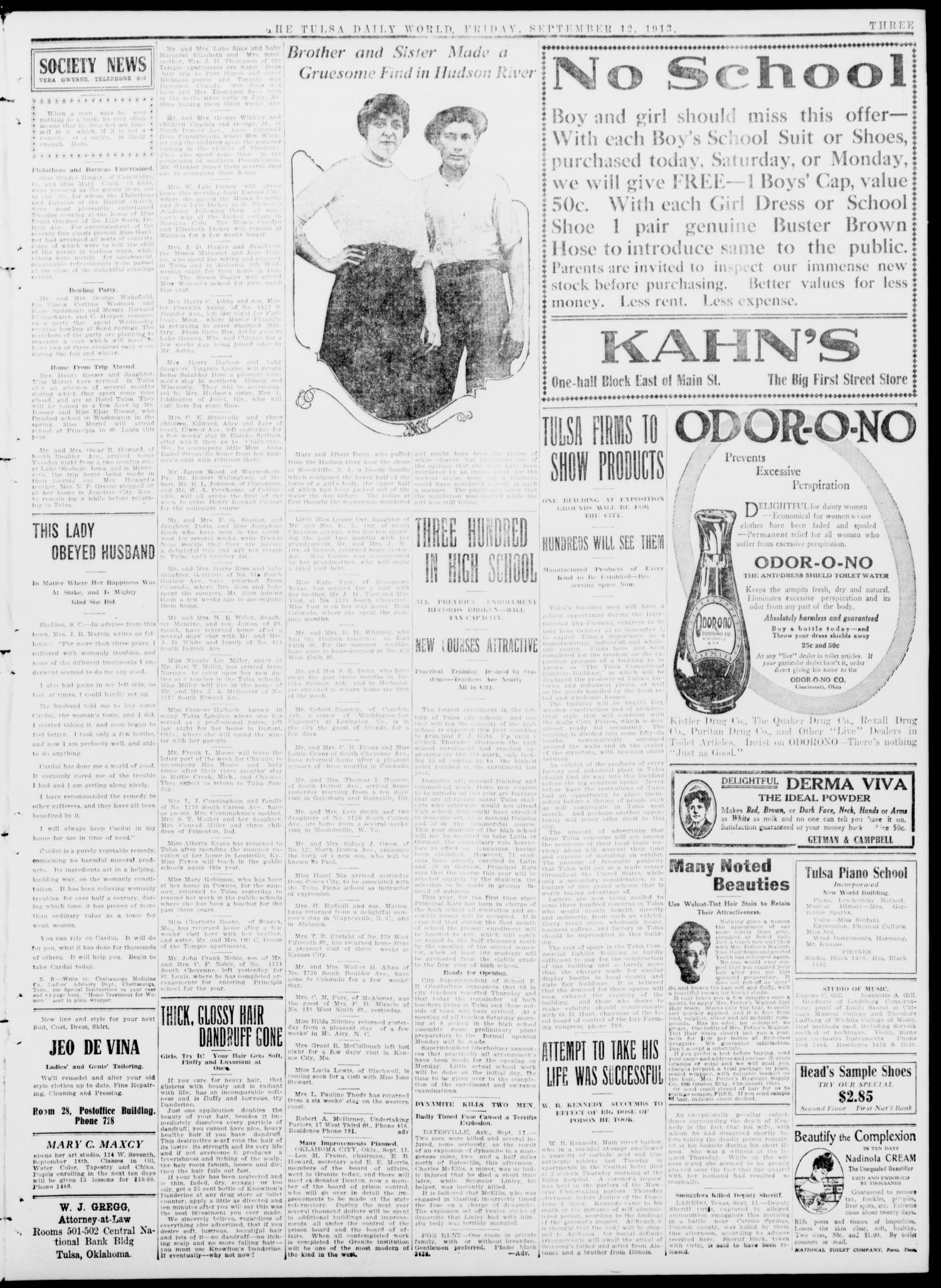 Tulsa Daily World (Tulsa, Okla.), Vol. 8, No. 310, Ed. 1 Friday, September 12, 1913
                                                
                                                    [Sequence #]: 3 of 8
                                                