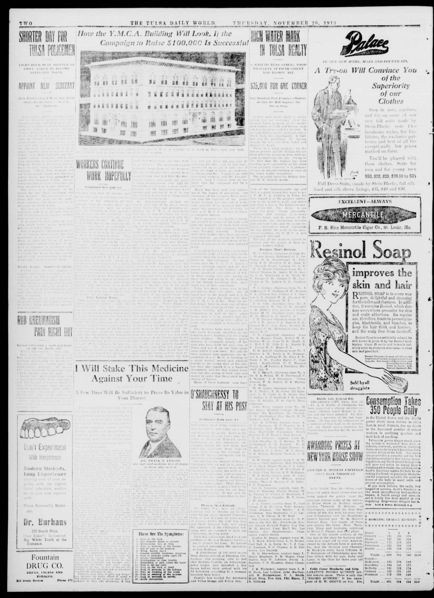 Tulsa Daily World (Tulsa, Okla.), Vol. 9, No. 56, Ed. 1 Thursday, November 20, 1913
                                                
                                                    [Sequence #]: 2 of 10
                                                