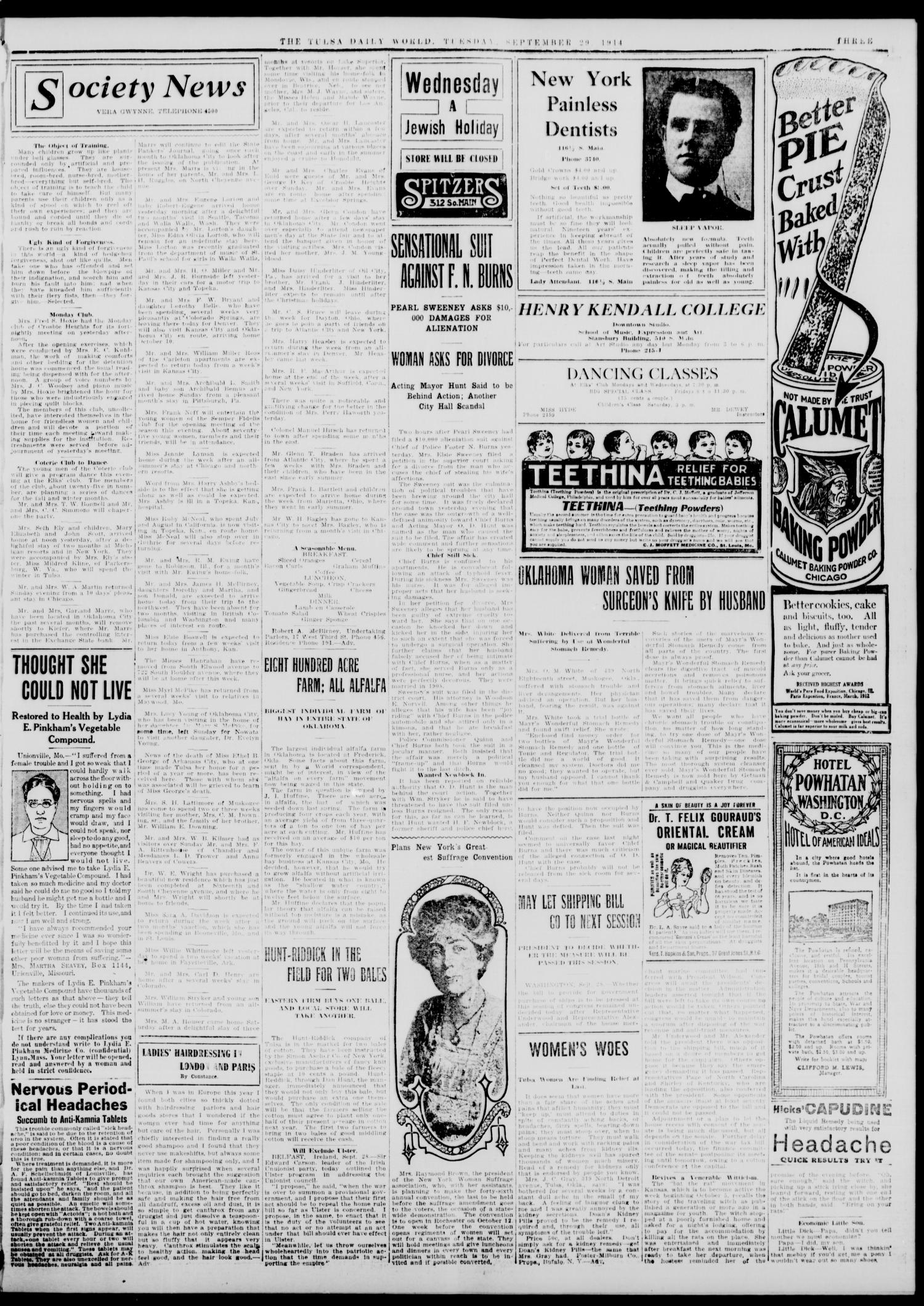 Tulsa Daily World (Tulsa, Okla.), Vol. 10, No. 5, Ed. 1 Tuesday, September 29, 1914
                                                
                                                    [Sequence #]: 3 of 8
                                                