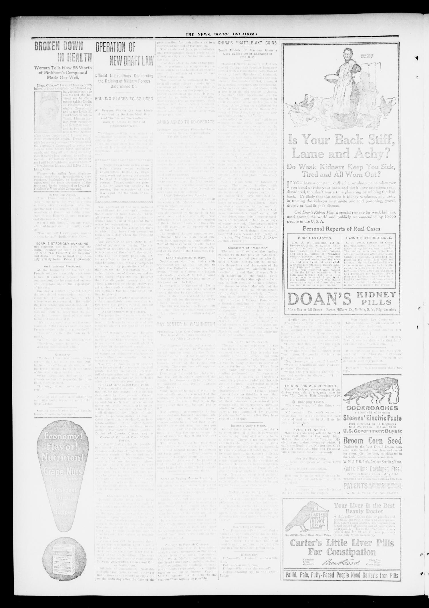 The Dover News (Dover, Okla.), Vol. 17, No. 5, Ed. 1 Thursday, May 10, 1917
                                                
                                                    [Sequence #]: 2 of 4
                                                