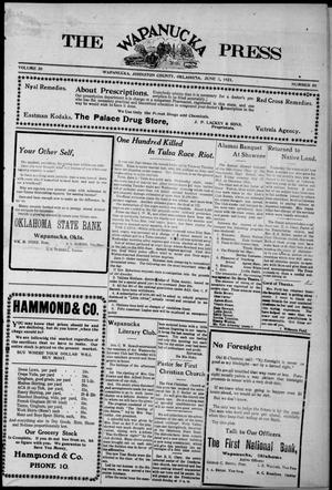 The Wapanucka Press (Wapanucka, Okla.), Vol. 20, No. 50, Ed. 1 Friday, June 3, 1921