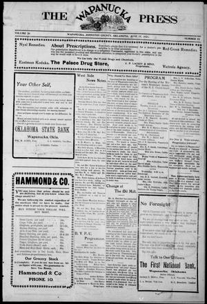 The Wapanucka Press (Wapanucka, Okla.), Vol. 20, No. 52, Ed. 1 Friday, June 17, 1921