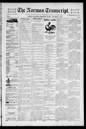 Primary view of object titled 'The Norman Transcript. (Norman, Okla. Terr.), Vol. 06, No. 06, Ed. 1 Friday, November 9, 1894'.