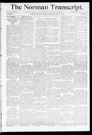 Primary view of object titled 'The Norman Transcript. (Norman, Okla.), Vol. 20, No. 14, Ed. 1 Thursday, February 25, 1909'.