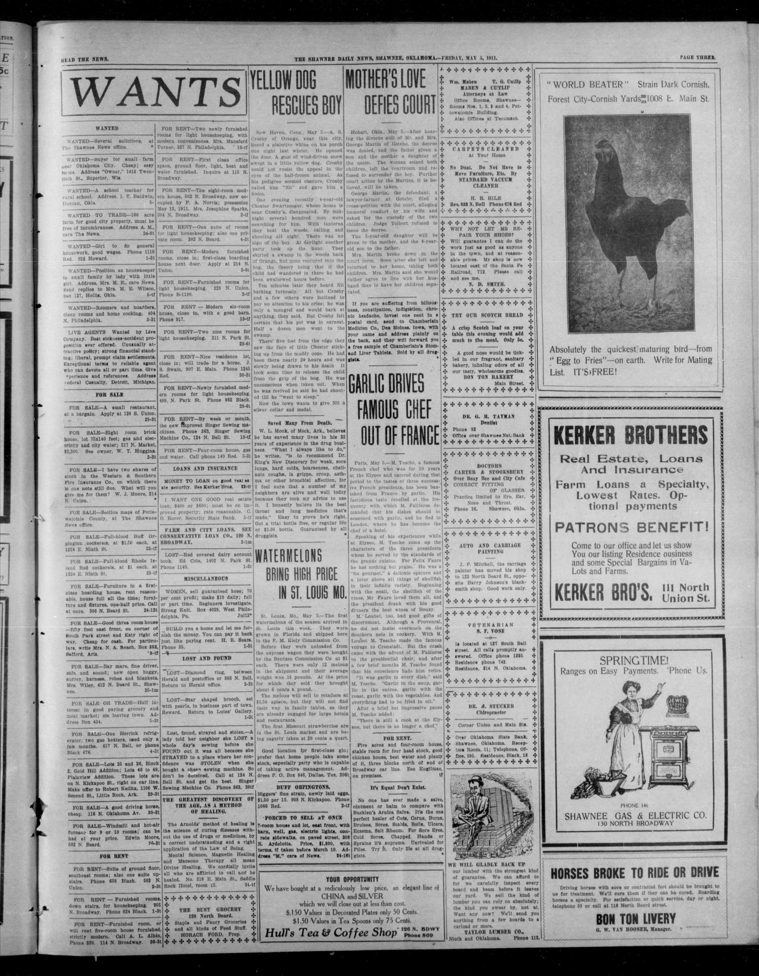 The Shawnee News (Shawnee, Okla.), Vol. 16, No. 44, Ed. 1 Friday, May 5, 1911
                                                
                                                    [Sequence #]: 3 of 8
                                                