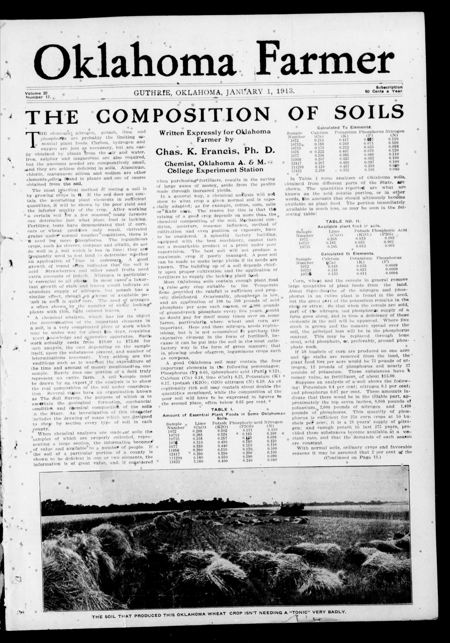 Oklahoma Farmer (Guthrie, Okla.), Vol. 22, No. 17, Ed. 1 Wednesday, January 1, 1913
                                                
                                                    [Sequence #]: 3 of 20
                                                