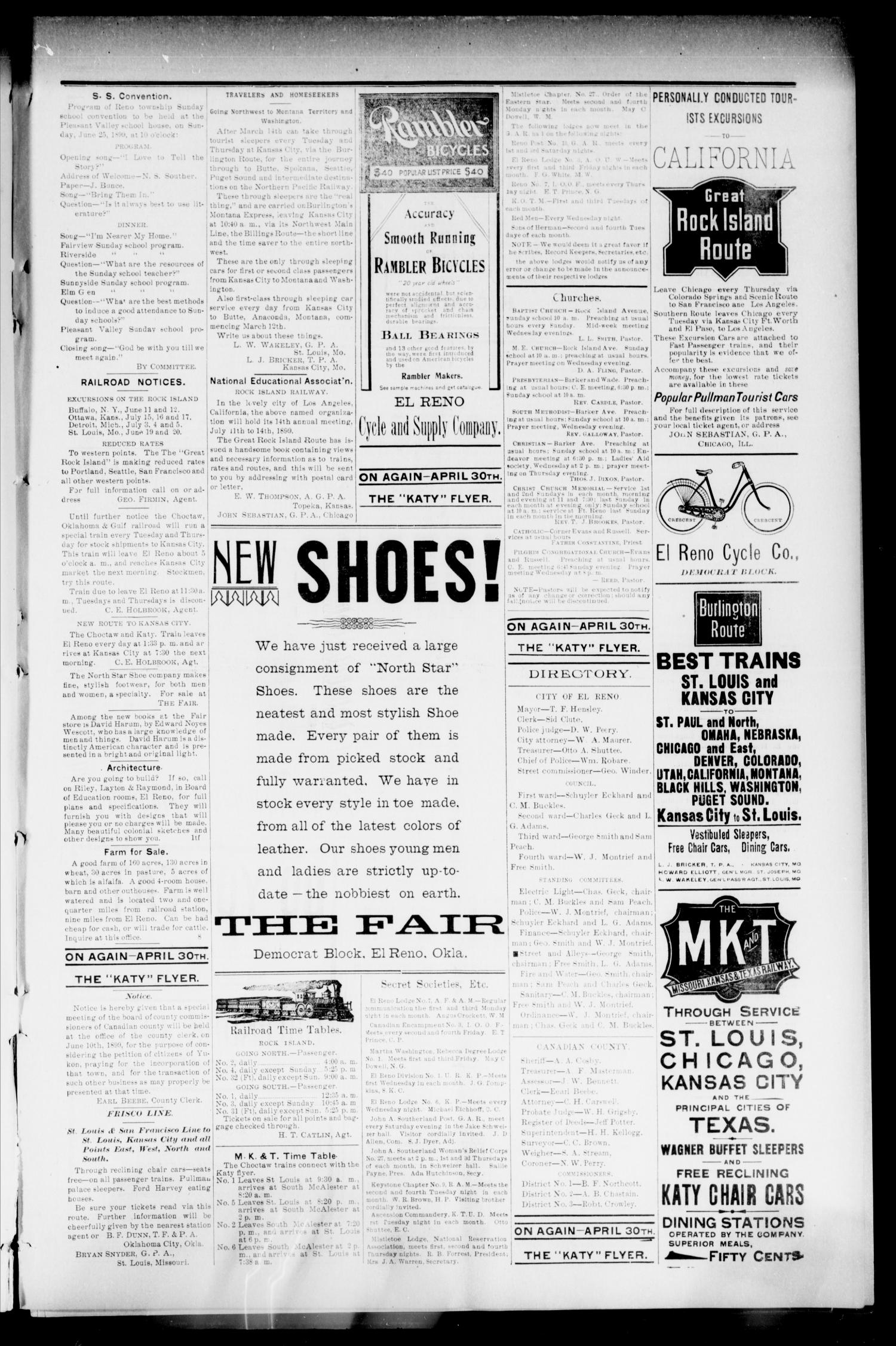 El Reno Democrat. (El Reno, Okla. Terr.), Vol. 10, No. 21, Ed. 1 Thursday, June 8, 1899
                                                
                                                    [Sequence #]: 3 of 8
                                                