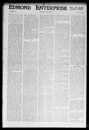 Primary view of object titled 'Edmond Enterprise and Oklahoma County News. (Edmond, Okla.), Vol. 1, No. 22, Ed. 1 Thursday, July 2, 1903'.