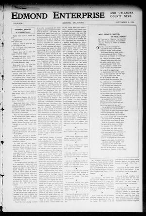 Primary view of object titled 'Edmond Enterprise and Oklahoma County News. (Edmond, Okla.), Vol. 1, No. 84, Ed. 1 Thursday, September 8, 1904'.