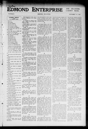 Primary view of object titled 'Edmond Enterprise and Oklahoma County News. (Edmond, Okla.), Vol. 1, No. 95, Ed. 1 Thursday, November 24, 1904'.