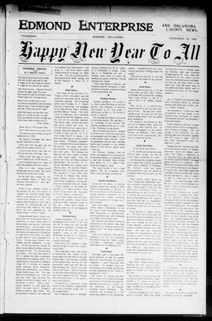 Primary view of object titled 'Edmond Enterprise and Oklahoma County News. (Edmond, Okla.), Vol. 1, No. 39, Ed. 1 Thursday, December 28, 1905'.
