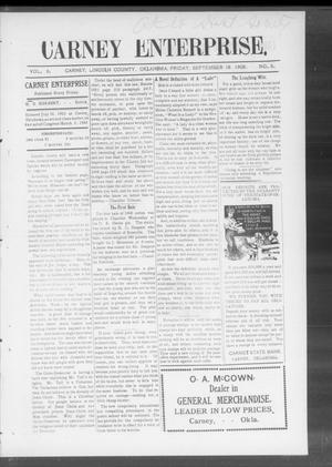 Carney Enterprise. (Carney, Okla.), Vol. 8, No. 8, Ed. 1 Friday, September 18, 1908