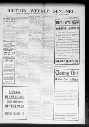Britton Weekly Sentinel. (Britton, Okla.), Vol. 2, No. 1, Ed. 1 Saturday, March 13, 1909