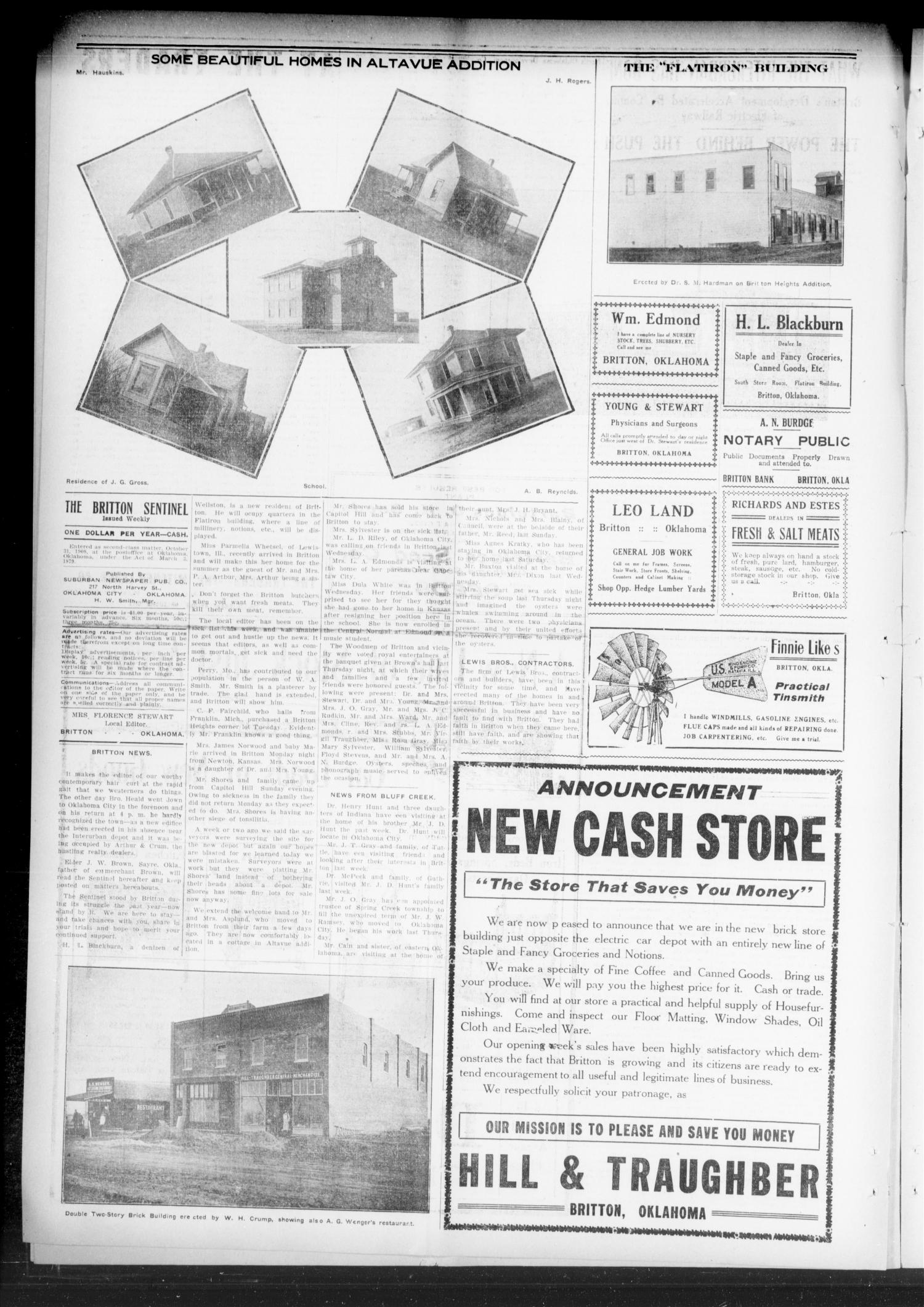 Britton Weekly Sentinel. (Britton, Okla.), Vol. 2, No. 2, Ed. 1 Saturday, March 20, 1909
                                                
                                                    [Sequence #]: 2 of 8
                                                