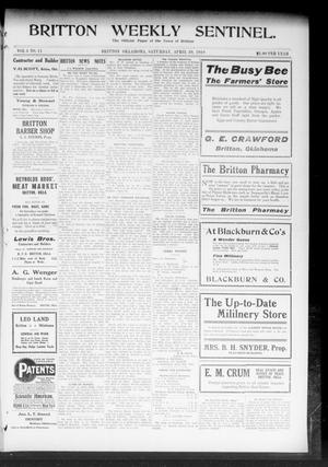Britton Weekly Sentinel. (Britton, Okla.), Vol. 3, No. 11, Ed. 1 Saturday, April 30, 1910