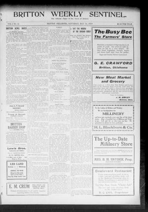 Britton Weekly Sentinel. (Britton, Okla.), Vol. 3, No. 13, Ed. 1 Saturday, May 14, 1910