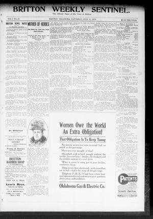 Britton Weekly Sentinel. (Britton, Okla.), Vol. 3, No. 21, Ed. 1 Saturday, July 9, 1910