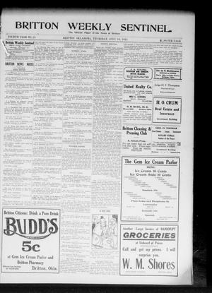 Britton Weekly Sentinel. (Britton, Okla.), Vol. 4, No. 25, Ed. 1 Thursday, July 13, 1911