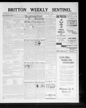 Britton Weekly Sentinel (Britton, Okla.), Vol. 5, No. 6, Ed. 1 Thursday, February 29, 1912
