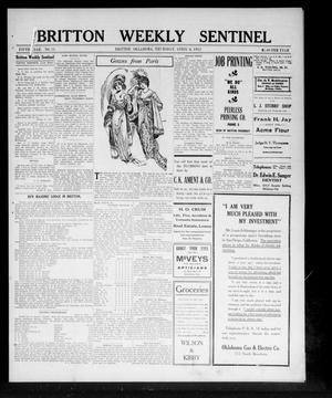 Primary view of object titled 'Britton Weekly Sentinel (Britton, Okla.), Vol. 5, No. 11, Ed. 1 Thursday, April 4, 1912'.