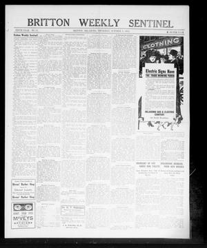Primary view of object titled 'Britton Weekly Sentinel (Britton, Okla.), Vol. 5, No. 36, Ed. 1 Thursday, October 3, 1912'.