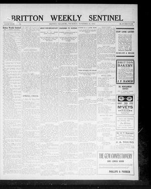 Primary view of object titled 'Britton Weekly Sentinel (Britton, Okla.), Vol. 6, No. 44, Ed. 1 Thursday, November 20, 1913'.