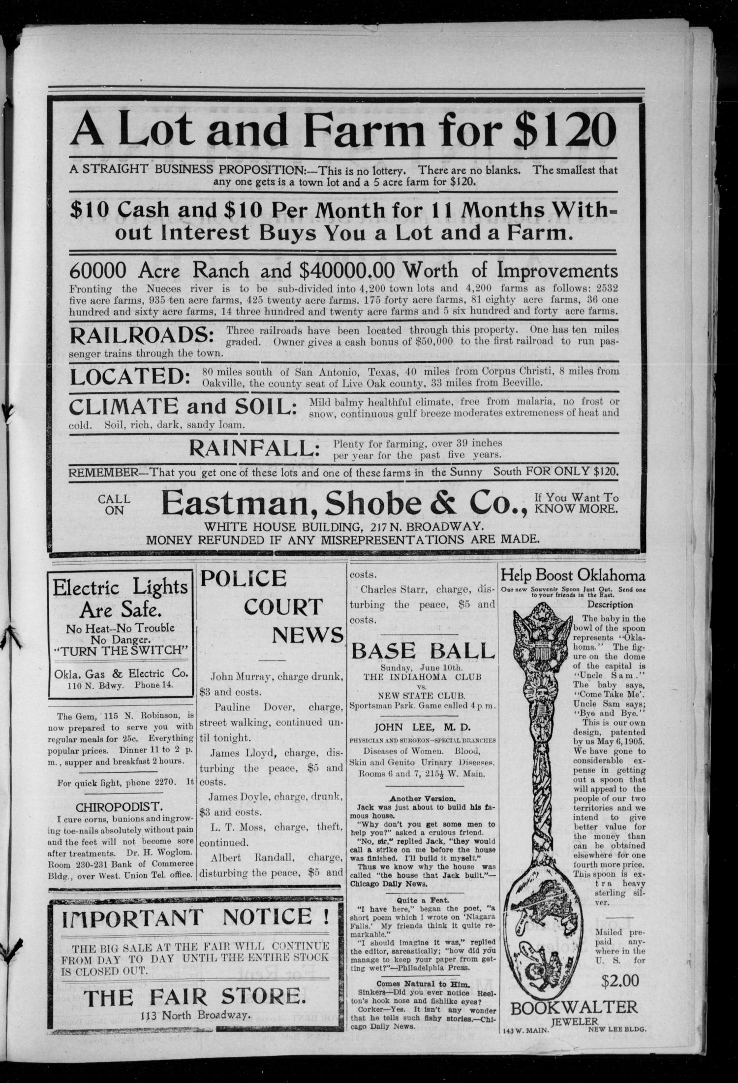 Oklahoma City Daily Pointer (Oklahoma City, Okla.), Vol. 1, No. 122, Ed. 1 Friday, June 8, 1906
                                                
                                                    [Sequence #]: 3 of 4
                                                