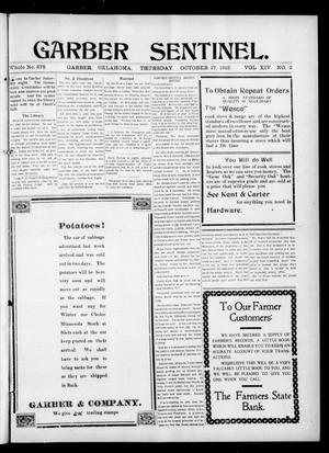 Garber Sentinel. (Garber, Okla.), Vol. 14, No. 2, Ed. 1 Thursday, October 17, 1912
