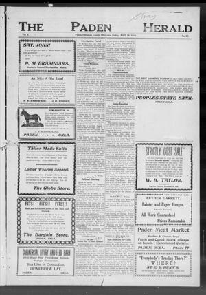 The Paden Herald (Paden, Okla.), Vol. 2, No. 33, Ed. 1 Friday, May 16, 1913