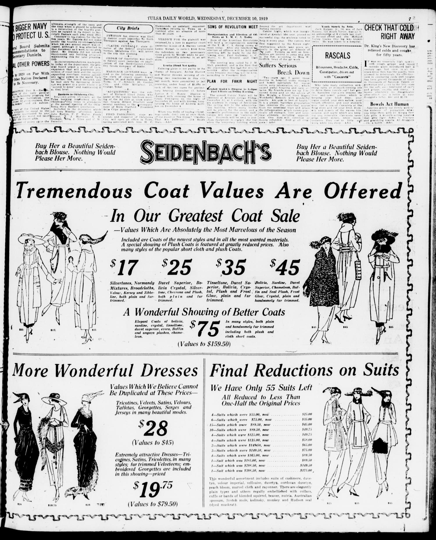 The Morning Tulsa Daily World (Tulsa, Okla.), Vol. 14, No. 73, Ed. 1 Wednesday, December 10, 1919
                                                
                                                    [Sequence #]: 7 of 16
                                                