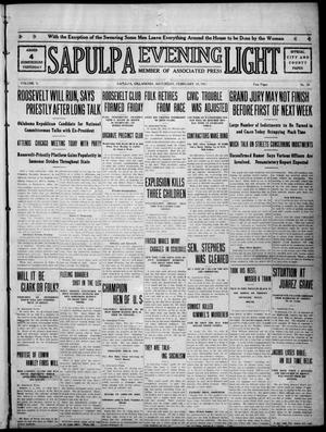 Primary view of object titled 'Sapulpa Evening Light (Sapulpa, Okla.), Vol. 5, No. 70, Ed. 1 Saturday, February 10, 1912'.